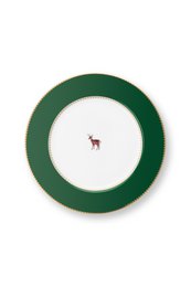 Plate Love Birds Deer Dark Green 21cm
