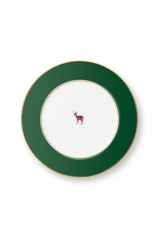 Plate Love Birds Deer Dark Green 21cm