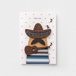 3D Handmade Wooden Greeting Card – Sombrero Guitar Greeting