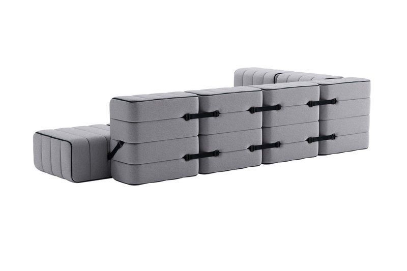 Curt-Set 12 - e.g. Flexible large corner sofa - Jet - 9803 (Grey)