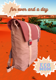 SCHOOL BAG CAT EYES – ECO HEMP »OASIS« SAND-RED TERRA
