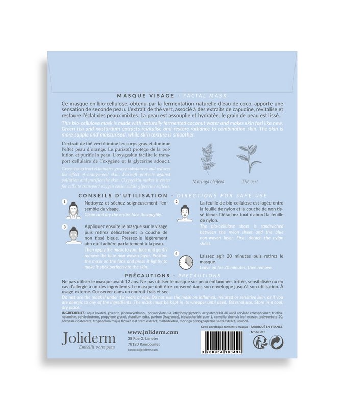Masque visage purifiant et oxygénant