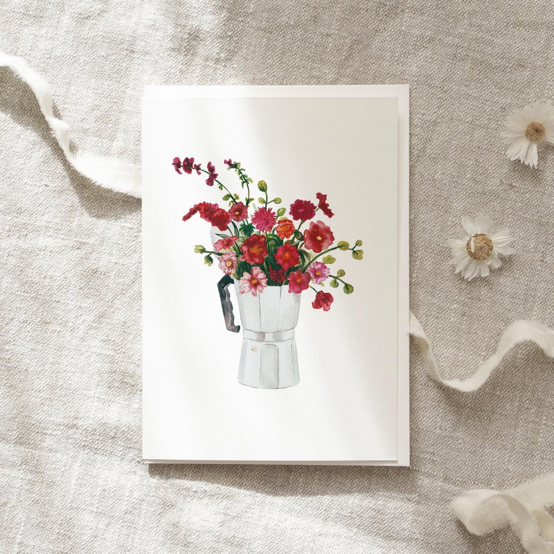 Wenskaart · Rood espressoboeket