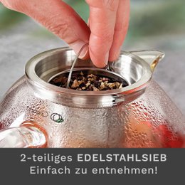 Czajniczek ze szkła Creano 1,3 l z sitkiem ze stali nierdzewnej