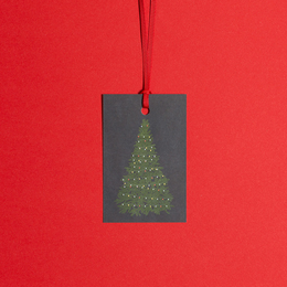 5 kerstcadeaukaartjes met "Kerstboom" in donkerblauw gemaakt van 100% gerecycled papier