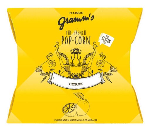 Æsker med pop-corn saltet smørkaramel med citron (30g)