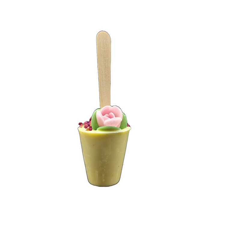 Weiße Trinkschokolade am Stick - Rose, Blume