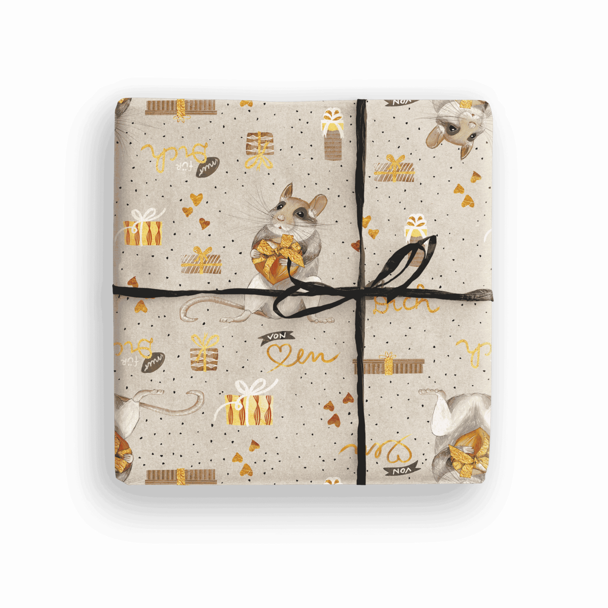 Geschenkpapier Maus – Nur für dich, von Herzen (3er-Set)
