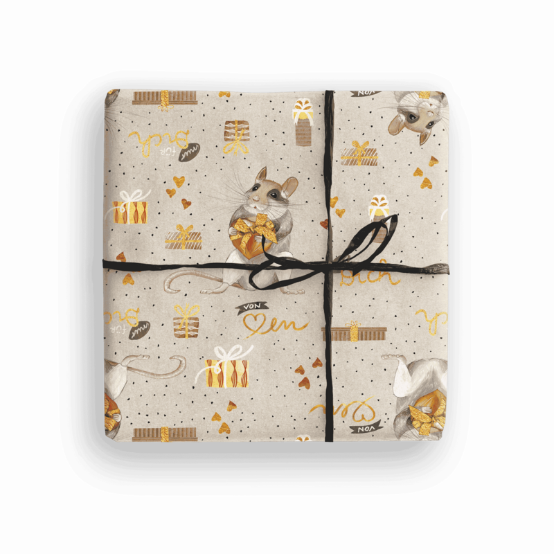 Geschenkpapier Maus – Nur für dich, von Herzen (3er-Set)