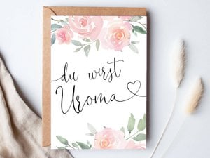 Postcard "You're going to be a great grandma" Roses