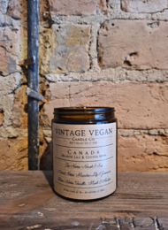 Vela de viaje vegana vintage de lirio de pradera canadiense y almizcle de algodón