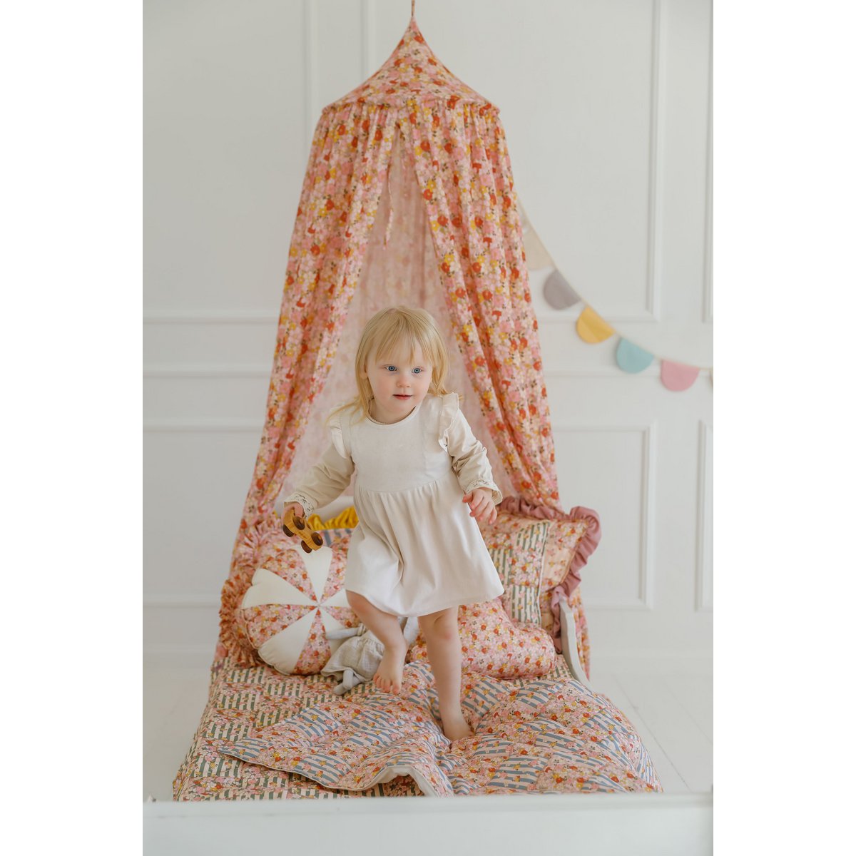 Ensemble de literie matelassée en coton pour les enfants «Garden d'été» - conception patchwork, petite taille