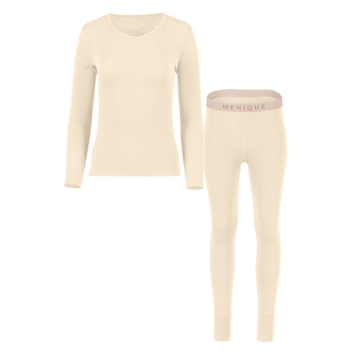 2-delige set 250 Merino-dames, naturel met lange mouwen en broekje