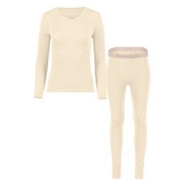 2-delige set 250 Merino-dames, naturel met lange mouwen en broekje