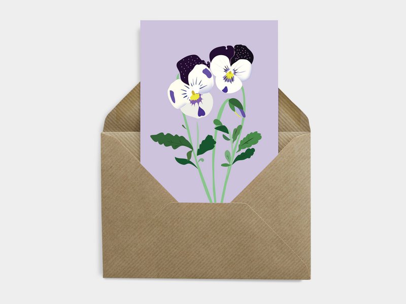 Blomsterpostkort - Stedmoderblomst