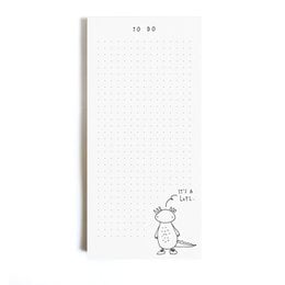 A white notepad with a garden-themed illustration on the cover, featuring various gardening tools and icons. The notepad is titled "Garden Time" and is categorized as a stationery product.
