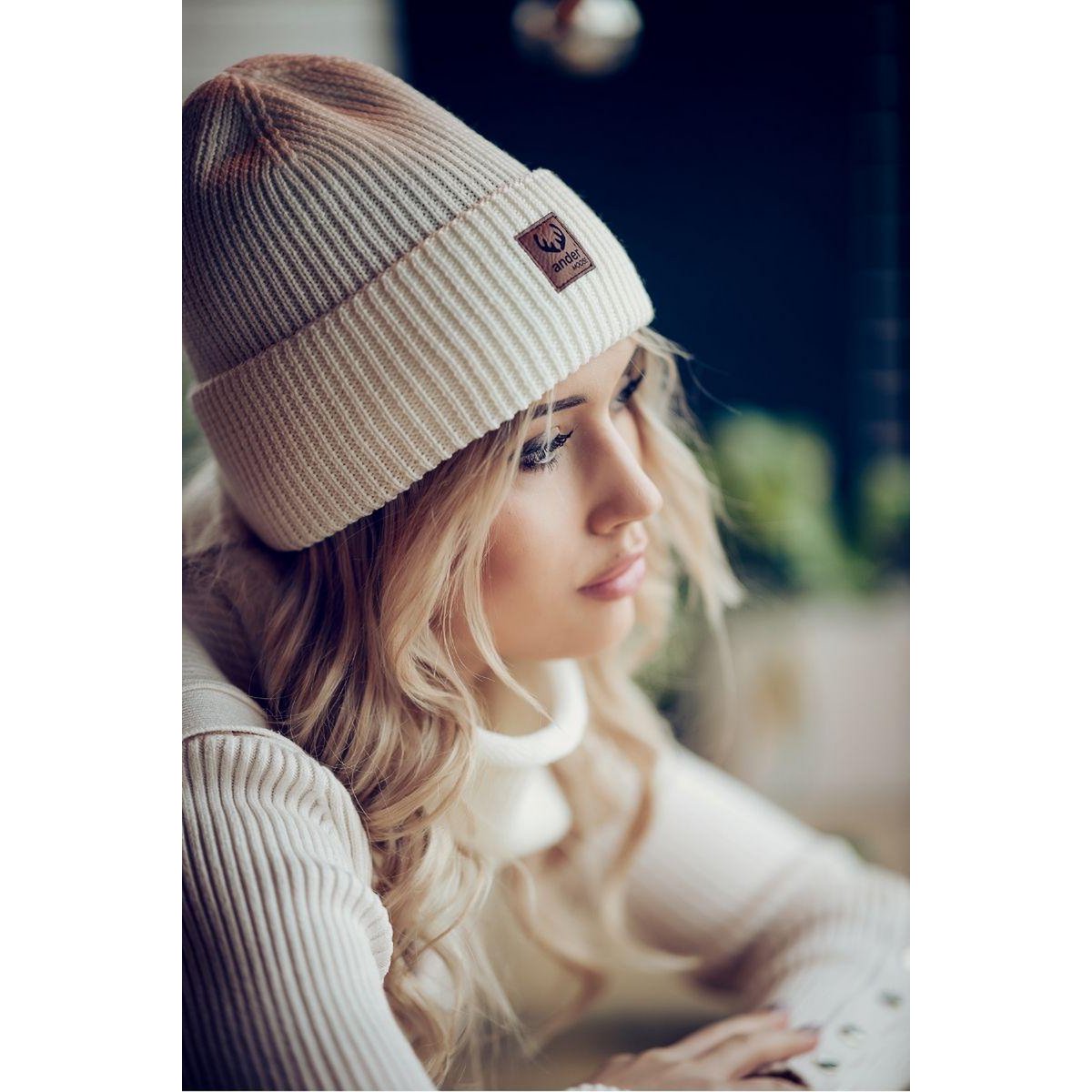 Completo cappello e sciarpa BRIGID - 100% lana merino - ecru