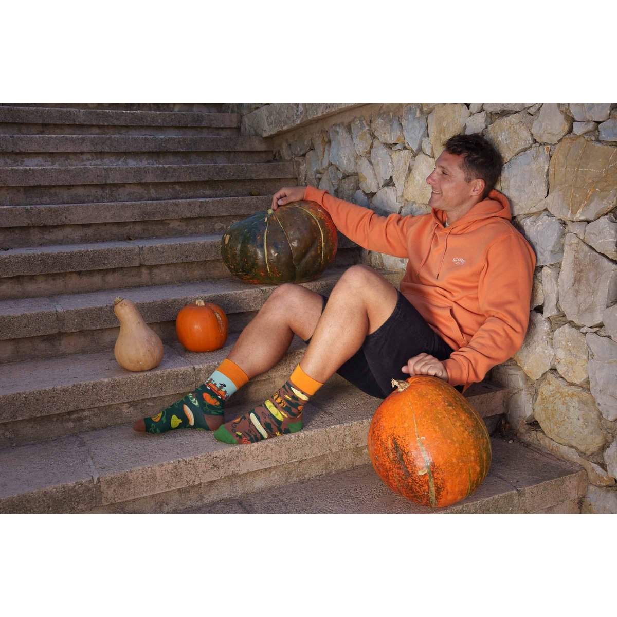 Pumpkins socks | Autumn socks with scarecrow - casual mismatched socks