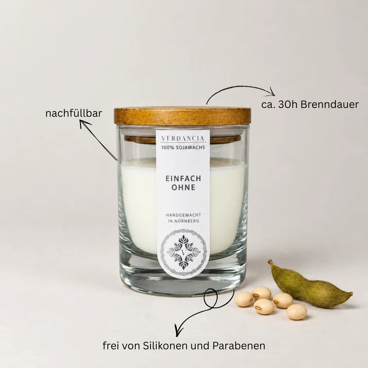 Simply Without | Soy wax candle – unscented – minimalist & natural