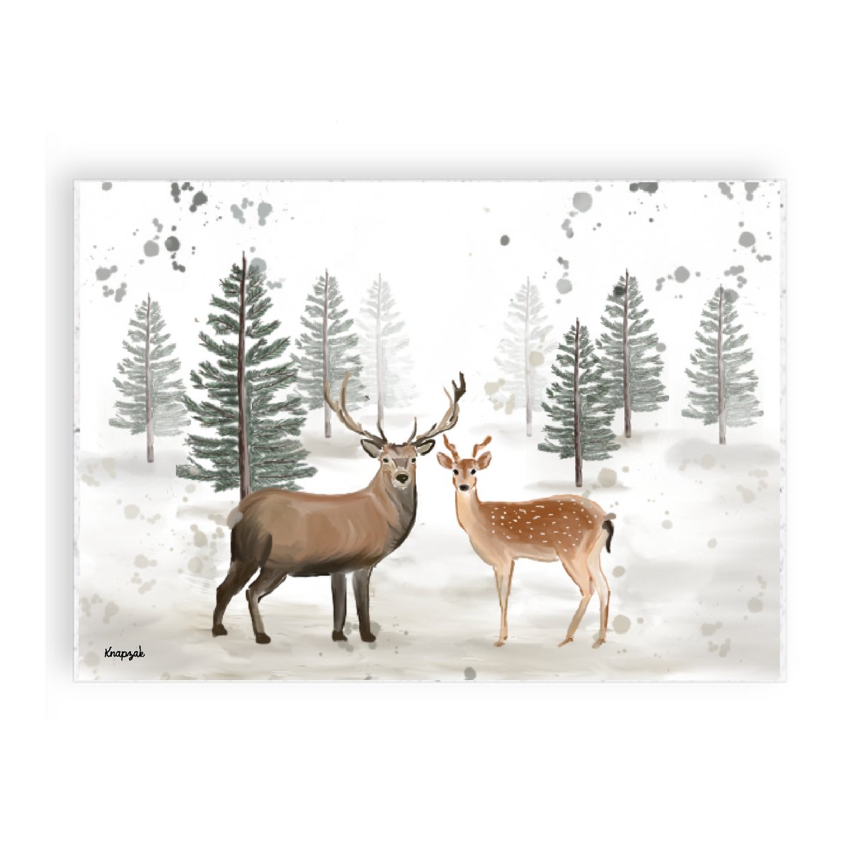 Kerstkaart eland met hert