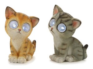 Solar Katze mit LED Augen 7x10x15cm