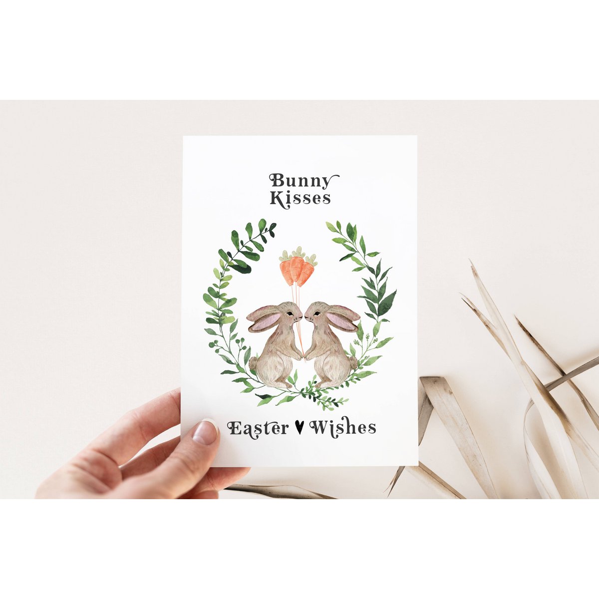 Easter card - Bunny Kisses Easter wishes - Easter postcard, A6 card
