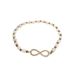 This infinity bracelet features rose quartz 925 beads in a delicate and elegant design. The bracelet has a classic infinity symbol charm that adds a touch of sophistication. The beads come in sizes 16, 17, and 18 to fit a variety of wrist sizes.