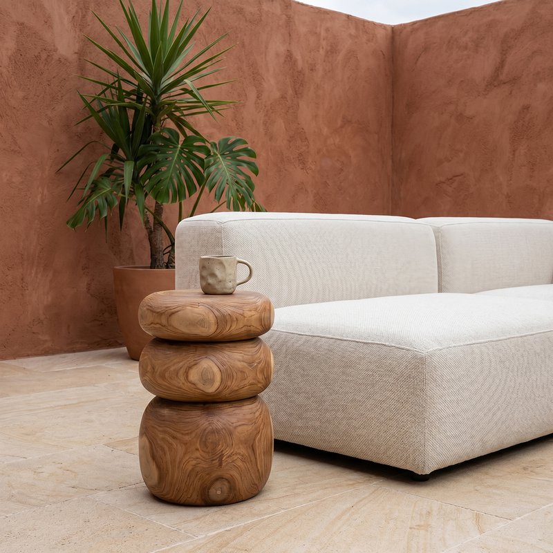 Tao teak sidebord/skammel - 35x35x45 cm