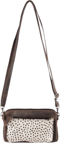 Telefontasche dunkelbraunes Leder mit Tierdruck dunkelbrauner Damenbeutel kleiner Crossbody