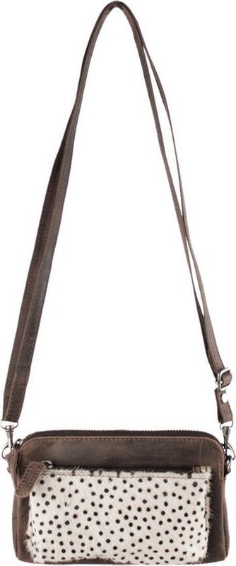 Telefontasche dunkelbraunes Leder mit Tierdruck dunkelbrauner Damenbeutel kleiner Crossbody