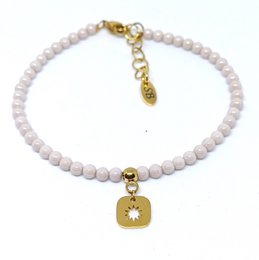 Zirkonia-Armband, runde Perlen, Charm-Stern