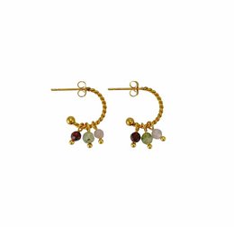 Pendientes Granate, Prehnita y Kunzita - Oro