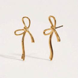 Gold bow-shaped stud earrings with a simple, elegant design.