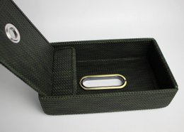 Taschentuchbox grün Flechtoptik mit Messingöffnung