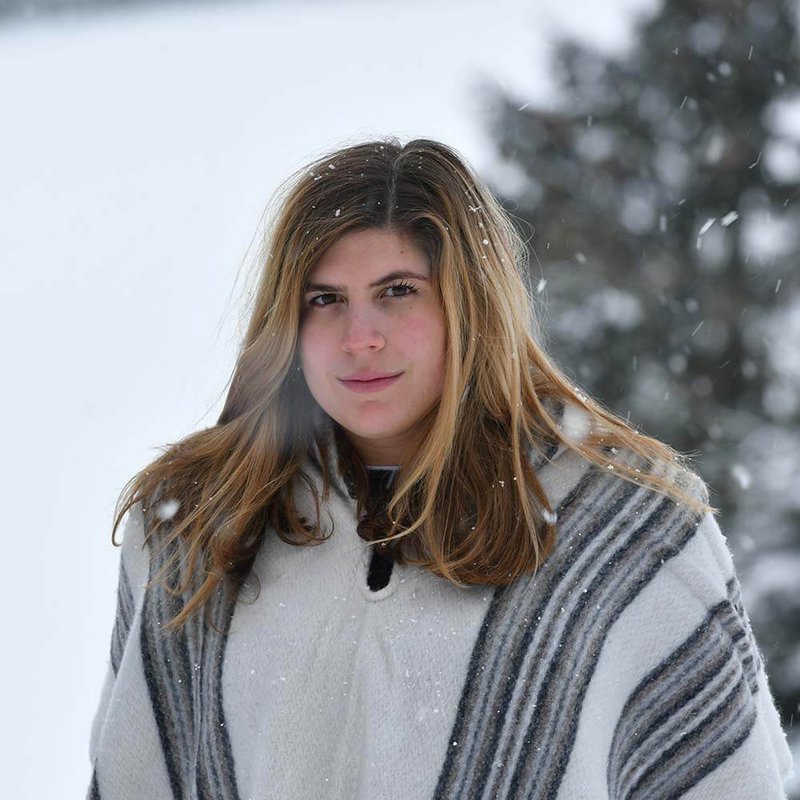Alpaca Poncho White - Lavet i Ecuador
