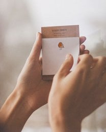 Sticky note pad with a robin bird illustration, ideal for nature-inspired office supplies.