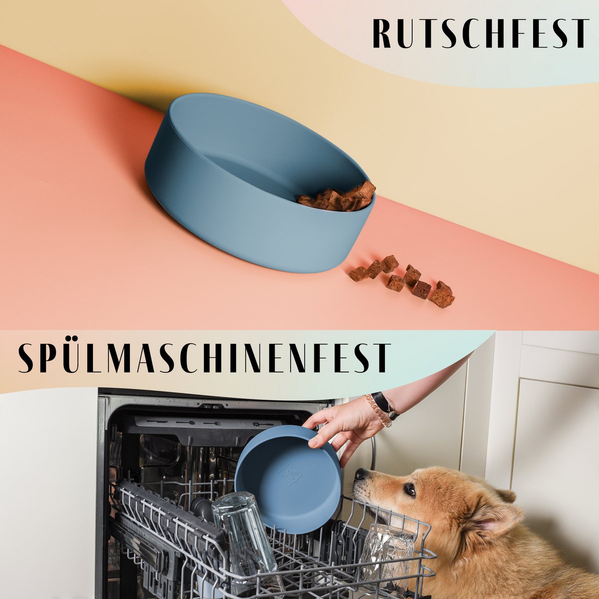 ne&no®  Silkon Futternapf mit Deckel - 3 in 1 für Hunde und Katzen