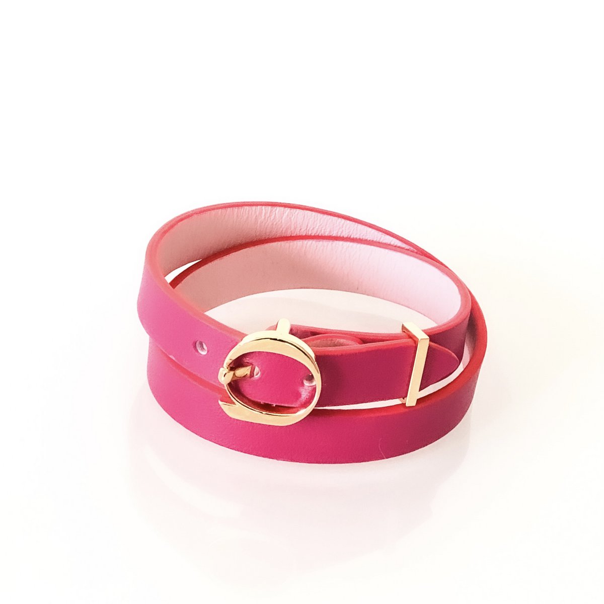 DUO TWIST leather bracelet Pink - Fuchsia