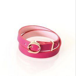 DUO TWIST læderarmbånd Pink - Fuchsia
