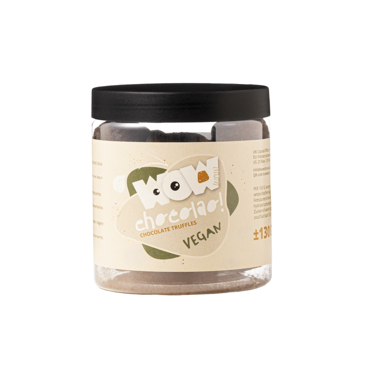 Vegansk chokoladetrøfler gavekrukke 130g | Mælkefri chokolade