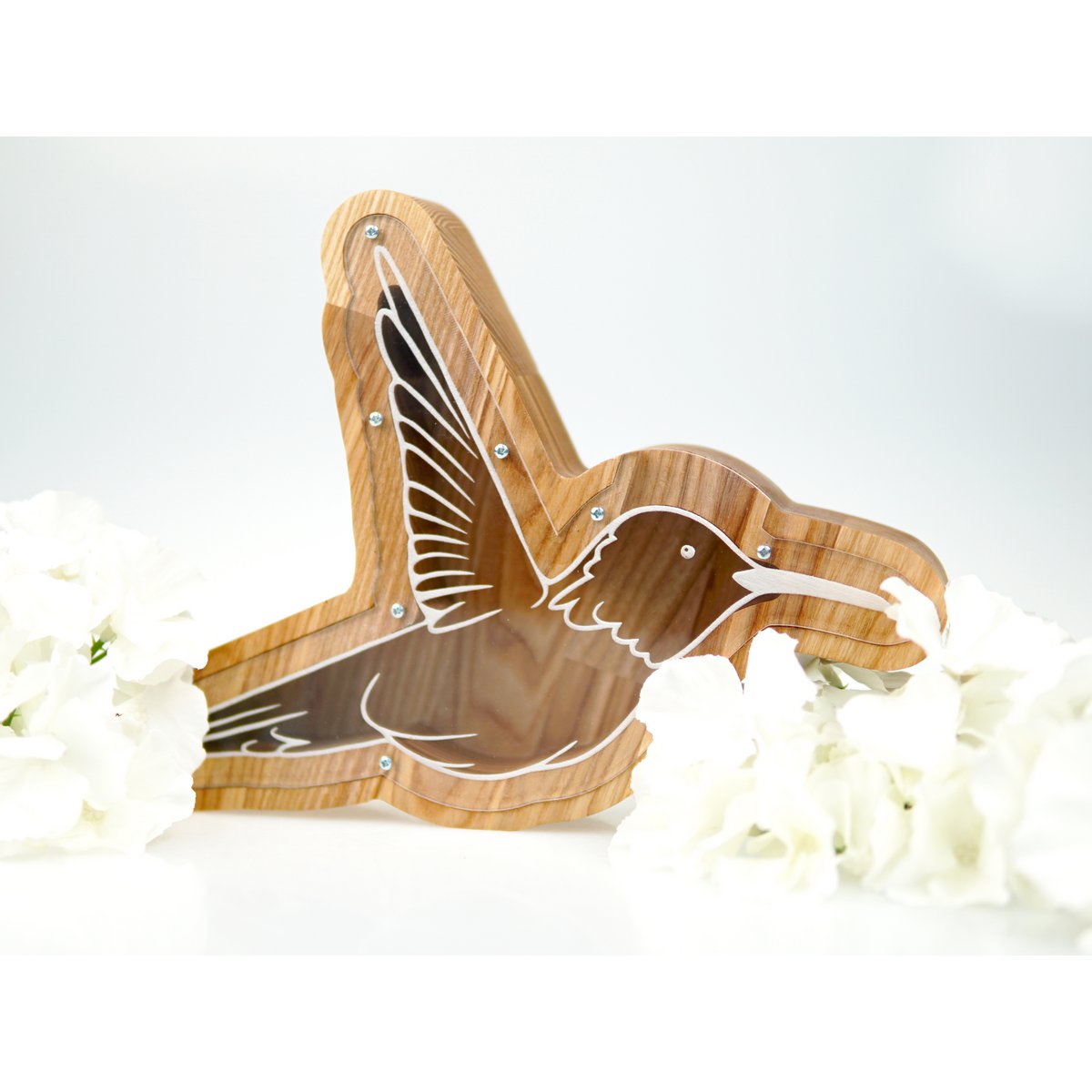 Wooden Piggy Bank Hummingbird