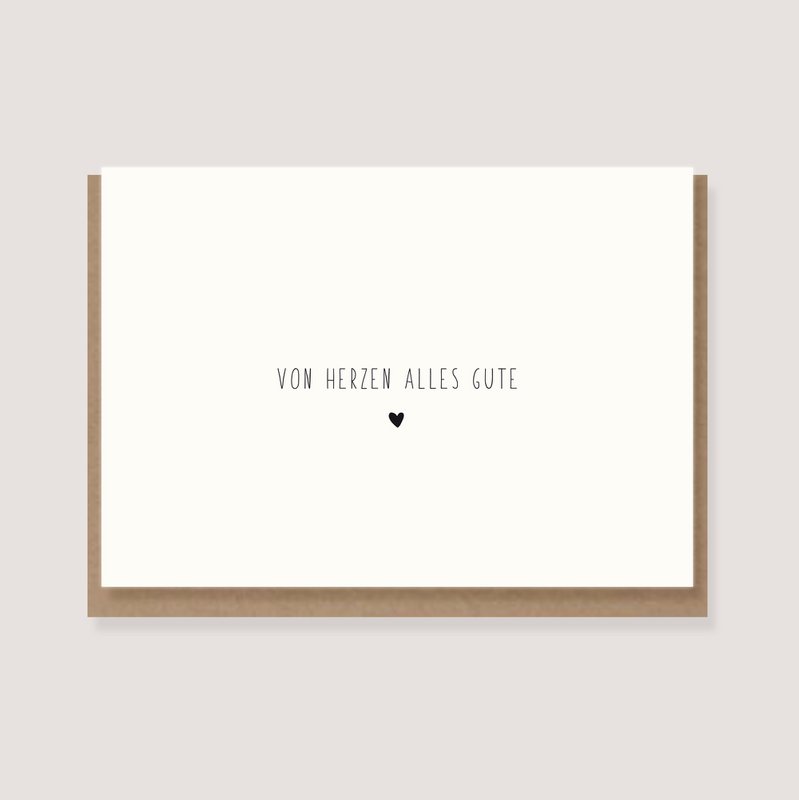 Carte dépliante avec enveloppe - "Tout le meilleur du coeur"