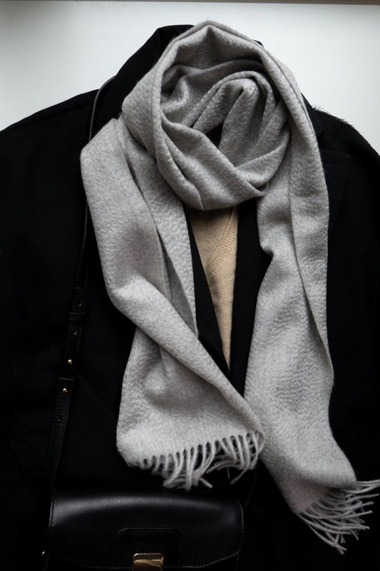 Fin vævet - 100% cashmere vævet tørklæde med frynser