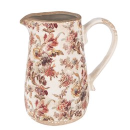 Dekoration kan 16x12x18 cm beige lyserød keramisk blomsterkande