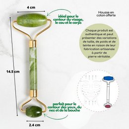 Set de 2 Rodillos Masajeadores - en Piedra Jade Verde - Herramienta Natural y Masaje Facial - Bienestar Lift