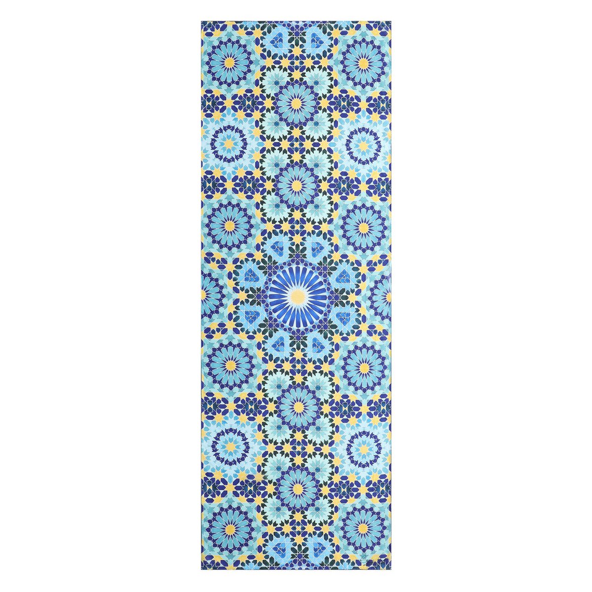 Blue and Gold Silk Scarf Secret Flower
