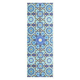 Blue and Gold Silk Scarf Secret Flower