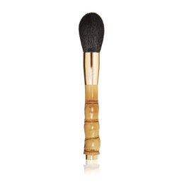 Large powder brush with natural bristles and wooden handle.