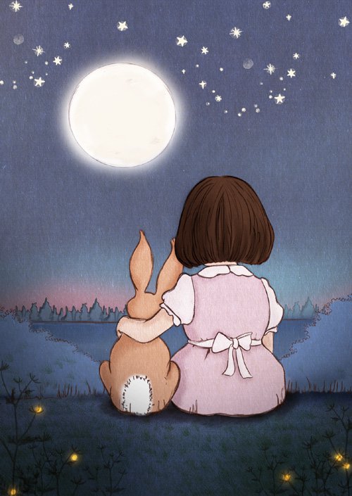 Postcard Moon Gazing