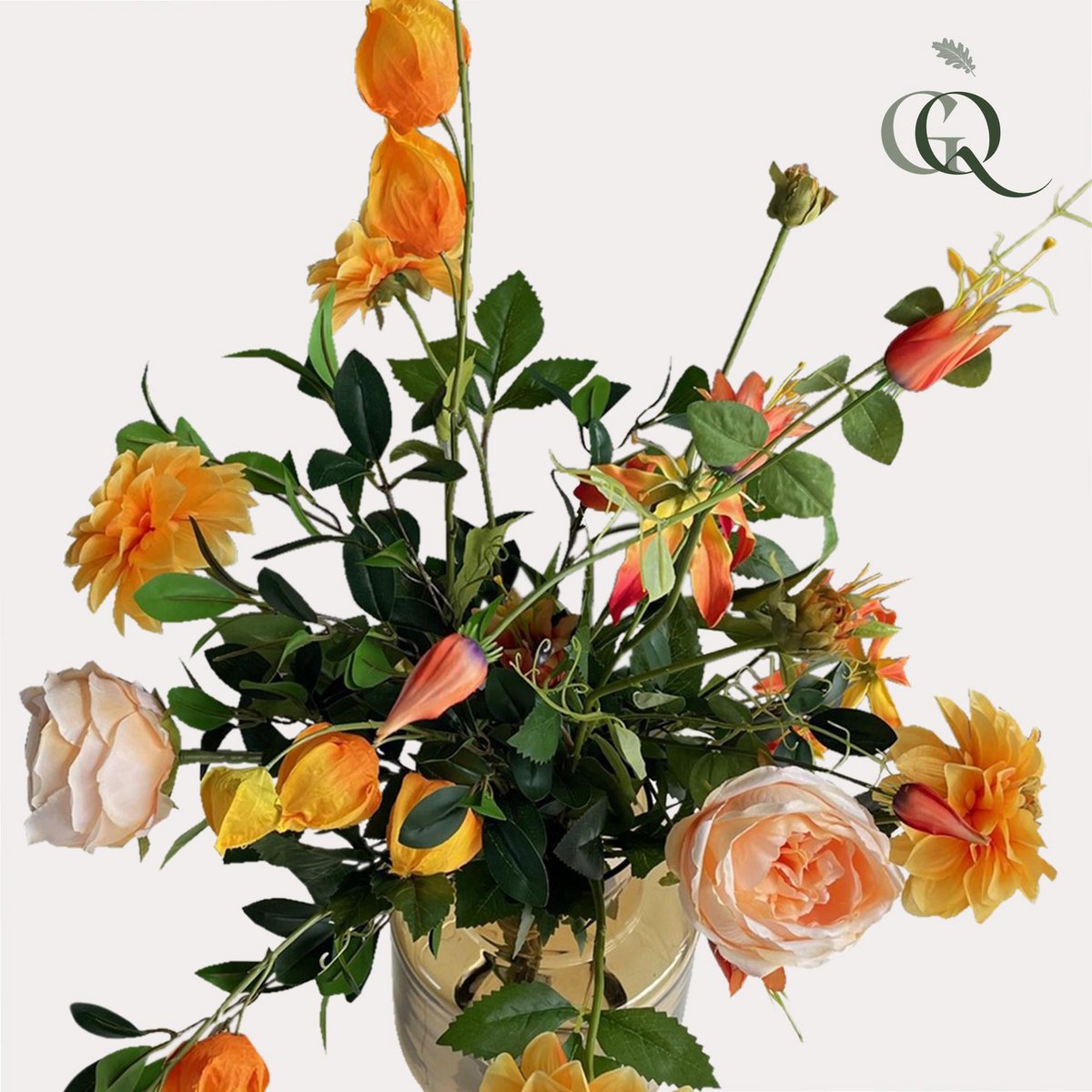 Kunstige blomster - Buket L - Pretty Orange - 80cm